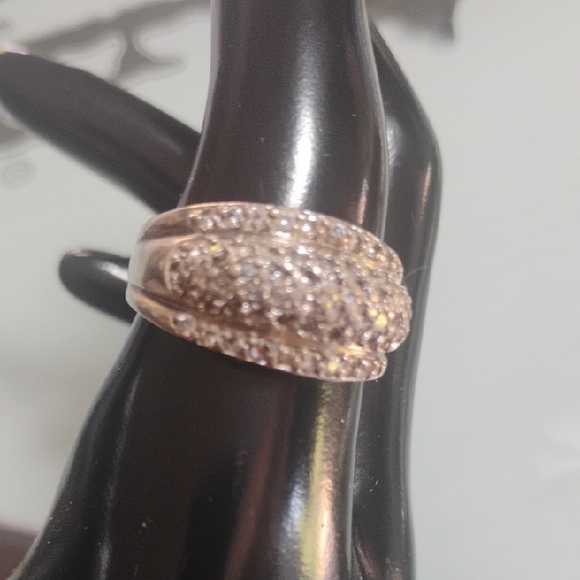 Jewelry - 925 Sterling Stamped Pave Set Gemstone Ring Size 10